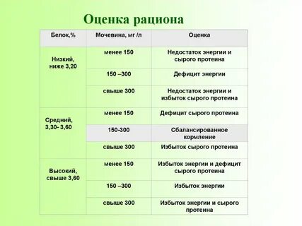 Оценка рациона