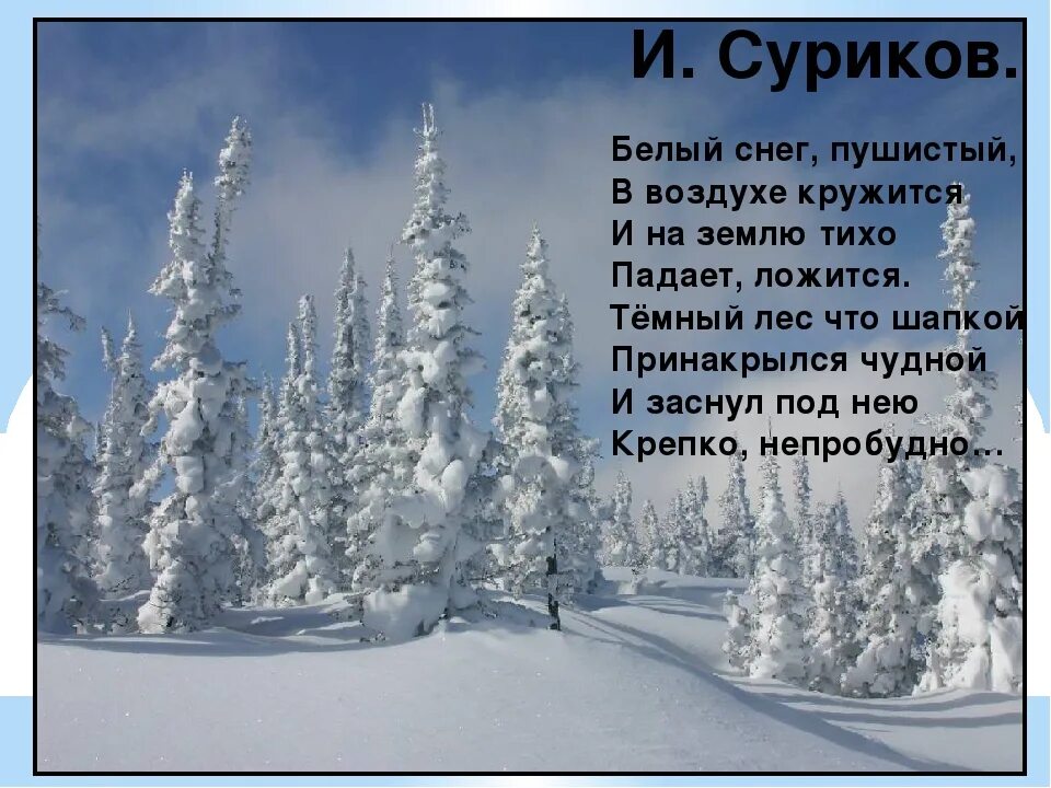 Где зима стихотворение. Стихотворение Сурикова белый снег пушистый. Суриков белый снег пушистый стихотворение. Зимние стихи. Стихи про зиму.