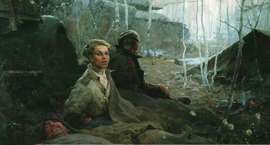 Посмотря вперед пятеро солдат гложет. Картины Неменского.