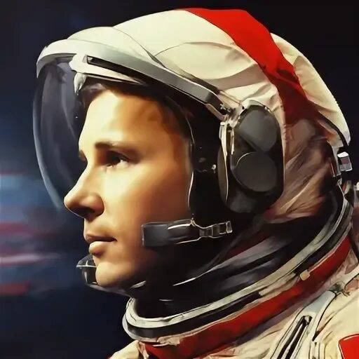 "Gagarin in full growth on ." - image created in Shedevrum
