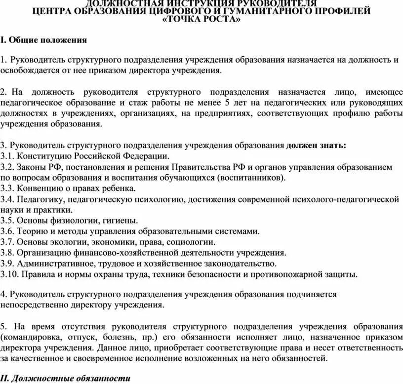 Инструкция должностных обязанностей. Должностные обязанности. Должностные обязанности начальника. Должностная инструкция руководителя.