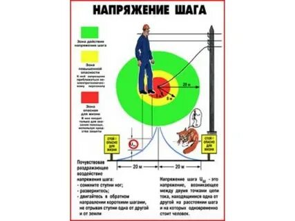Какой максимальный радиус поражения при шаговом напряжении