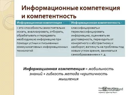 Цель информационной компетенции