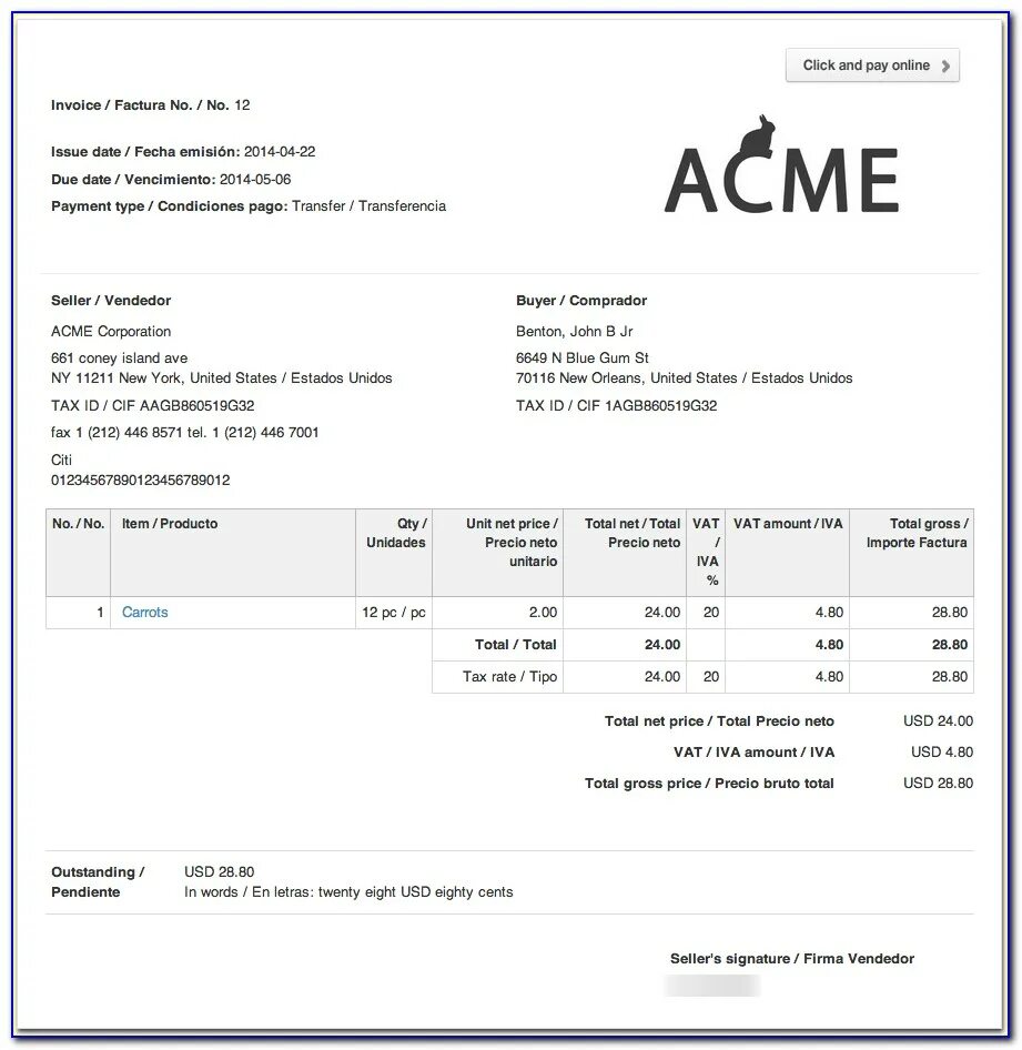 Invoice перевод на русский