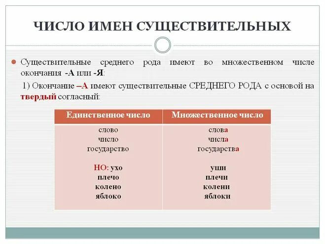 Множественная форма слова. Формы множественного числа имен существительных. Роса множественное число. Слова среднего рода множественного числа.