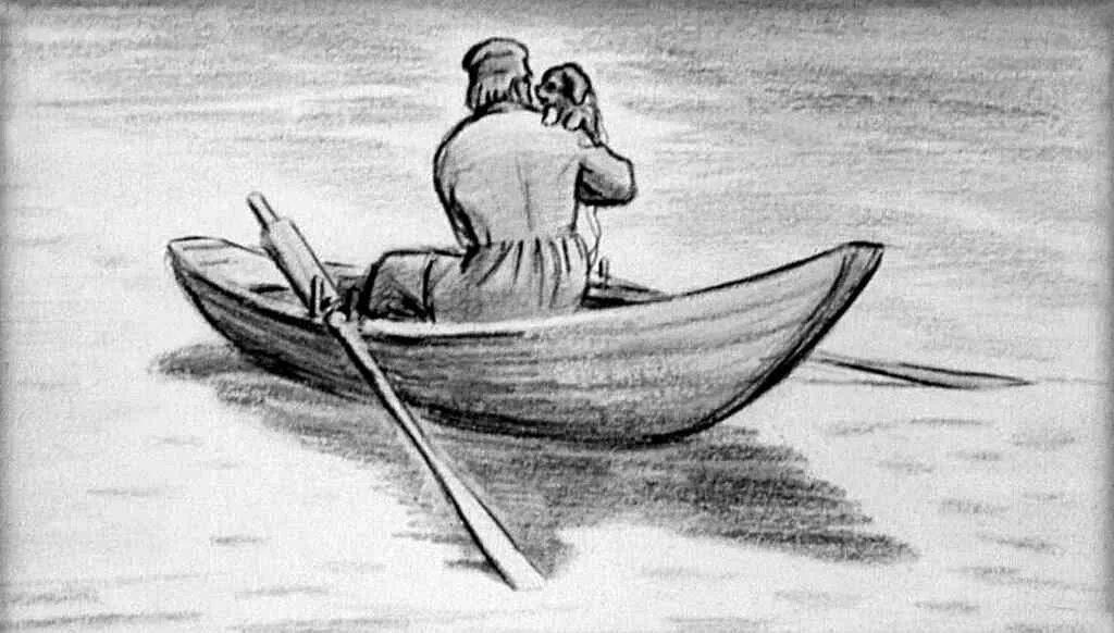 Герасим и Муму в лодке картина. Герасим и Муму иллюстрации. Иллюстрации к повести Муму Тургенева. Герасим и Муму рисунок