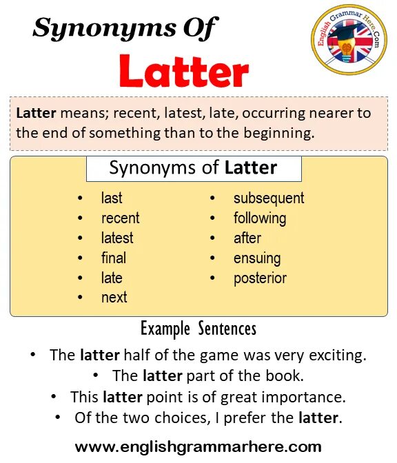 Latter перевод. Latter later разница. Later synonym. Synonyms examples. Synonyms sentences.