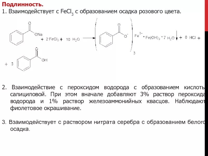 Салициловая кислота подлинность