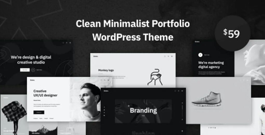 Wordpress portfolio theme. Minimalism portfolio.