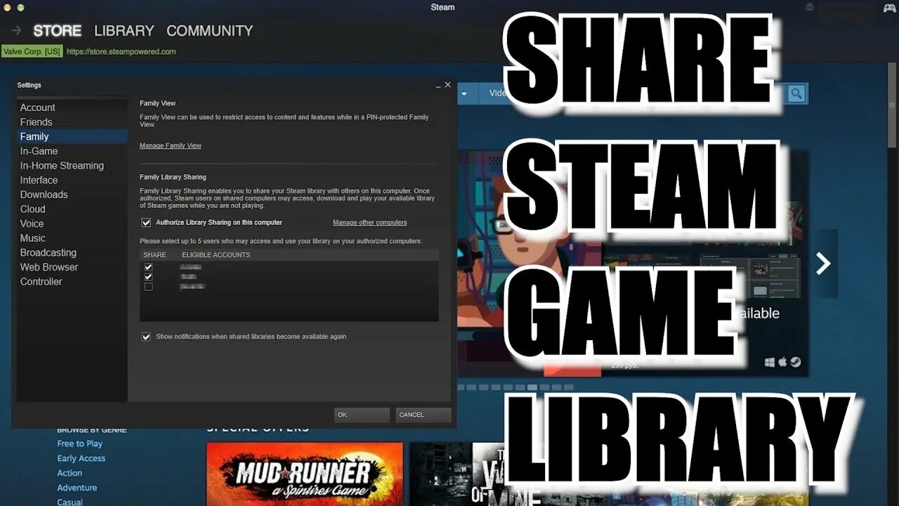 Shared Library Steam. Семейный доступ стим. Библиотека Steam игры Sony. БОНЛАБ стим в библиотеке.