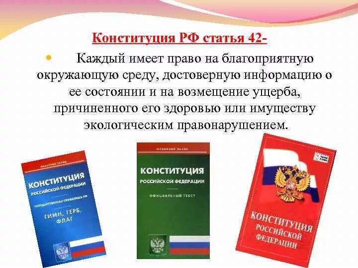 Статья 42 Конституции. Право на достоверную информацию. Конституция каждый имеет право на благоприятную окружающую среду. Экологическое право Конституция.