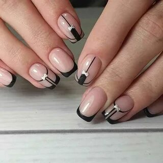 Ногти дизайн черные новинки френч