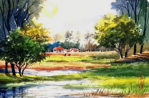 Пейзажи лета акварелью