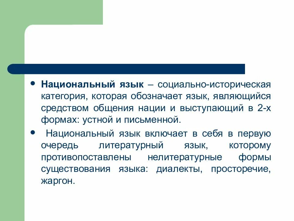 Литературный язык является