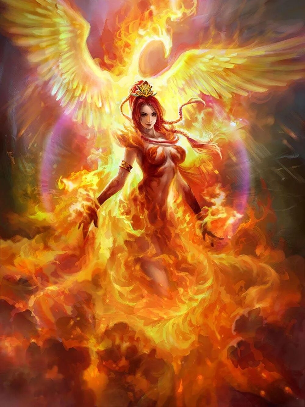 Птица феникс девушка. Толава богиня. Толава богиня огня.