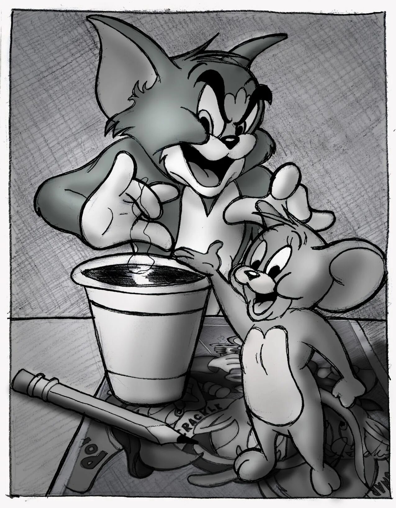 Том и Джерри. Том и Джерри с сигаретой. Том и Джерри картинки. Том и Джерри арт.