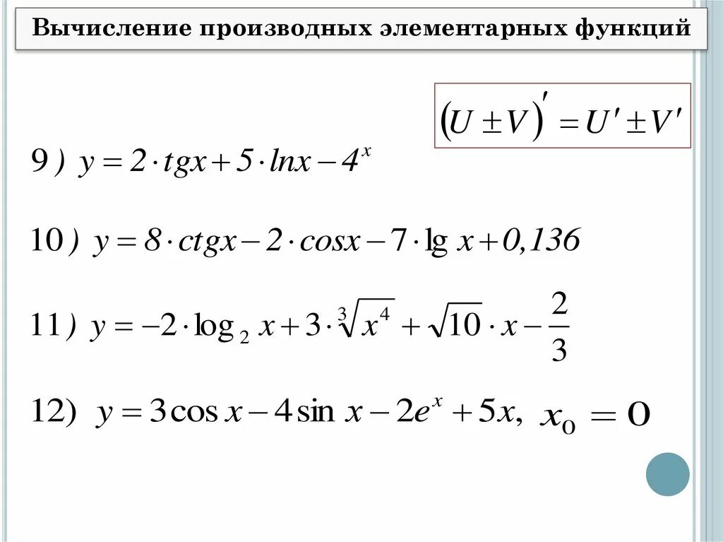 Примеры рншени производные функций. Задачи на производную сложной функции. Вычисление производной примеры.