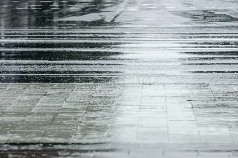 During rain. Мостовая после дождя. Мокрый тротуар. Мокрый асфальт дорога. Текстура мокрой дороги.