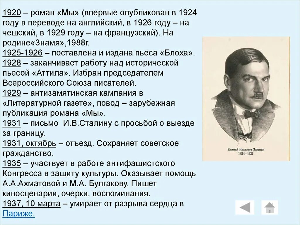 Замятин 1924. Замятин россия