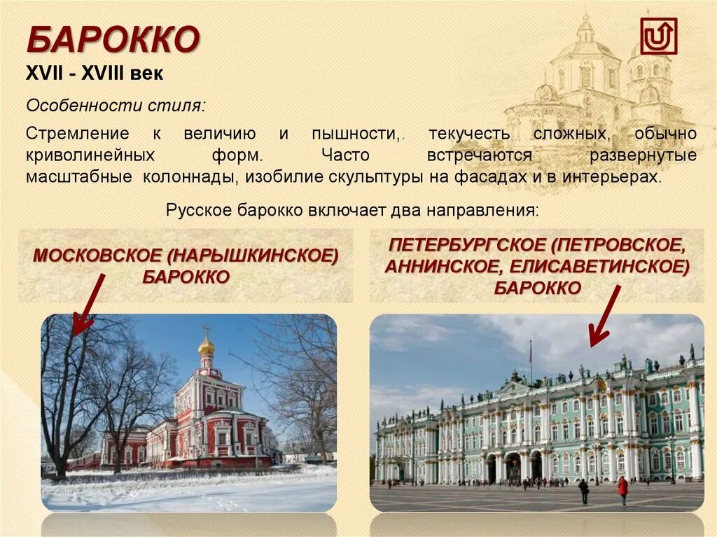 Примеры барокко в россии Архитектура России 18 века презентация