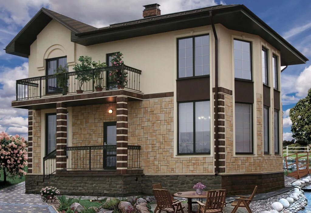 кирпичный дом с мансардой 120 кв м. дома кирпичные двухэтажные. фасад проект новация райт 225. м двухэтажный. балкон кирпичный дом.