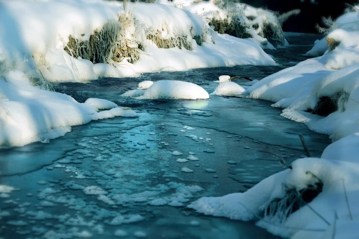 Таяние снега. Вода зимой. Талые воды. Снег и лед. Таяние льда на водоемах