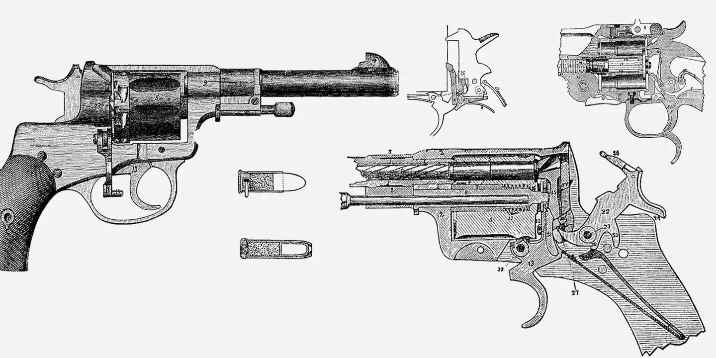 Работа револьвера. Револьвер Nagant m1910. 4,2-Линейный револьвер системы Смита-Вессона. Барабан револьвера Наган 1895.