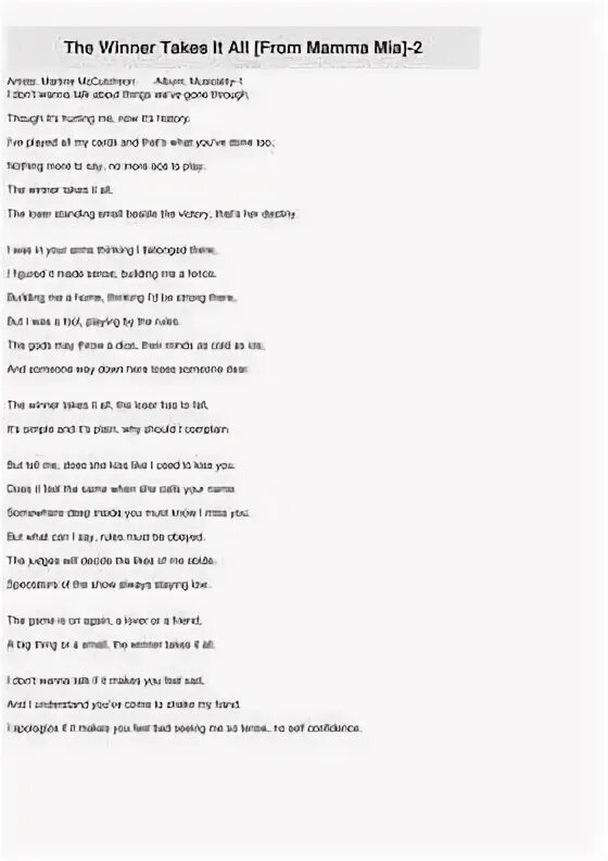 Песня победителей текст. The winner takes it all текст песни. ABBA the winner takes it all текст. The winner takes it all ABBA Lyrics.