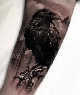 Значение татуировки ворона (80+ фото)