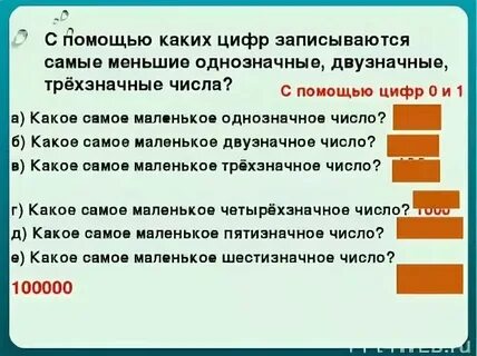 Чему равно наименьшее однозначное число
