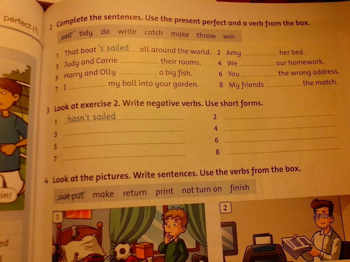 1 Write the sentences. Verbs in use. Write sentences are/the. Match the sentences to the pictures.