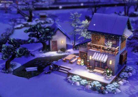 Sims 4 tiny japandi holiday home happy winterfest. 