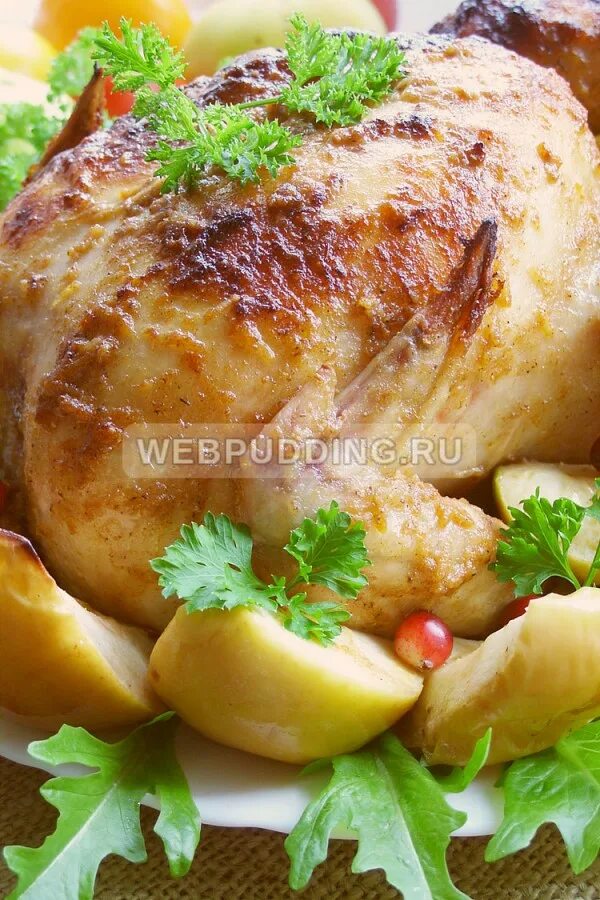 Приготовление курицы с яблоками. Курица фаршированная яблоками.