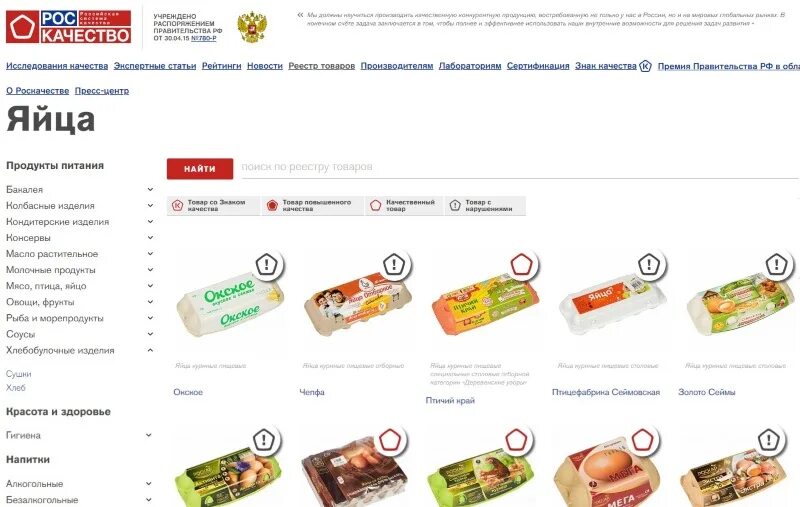 Сайт качества продуктов