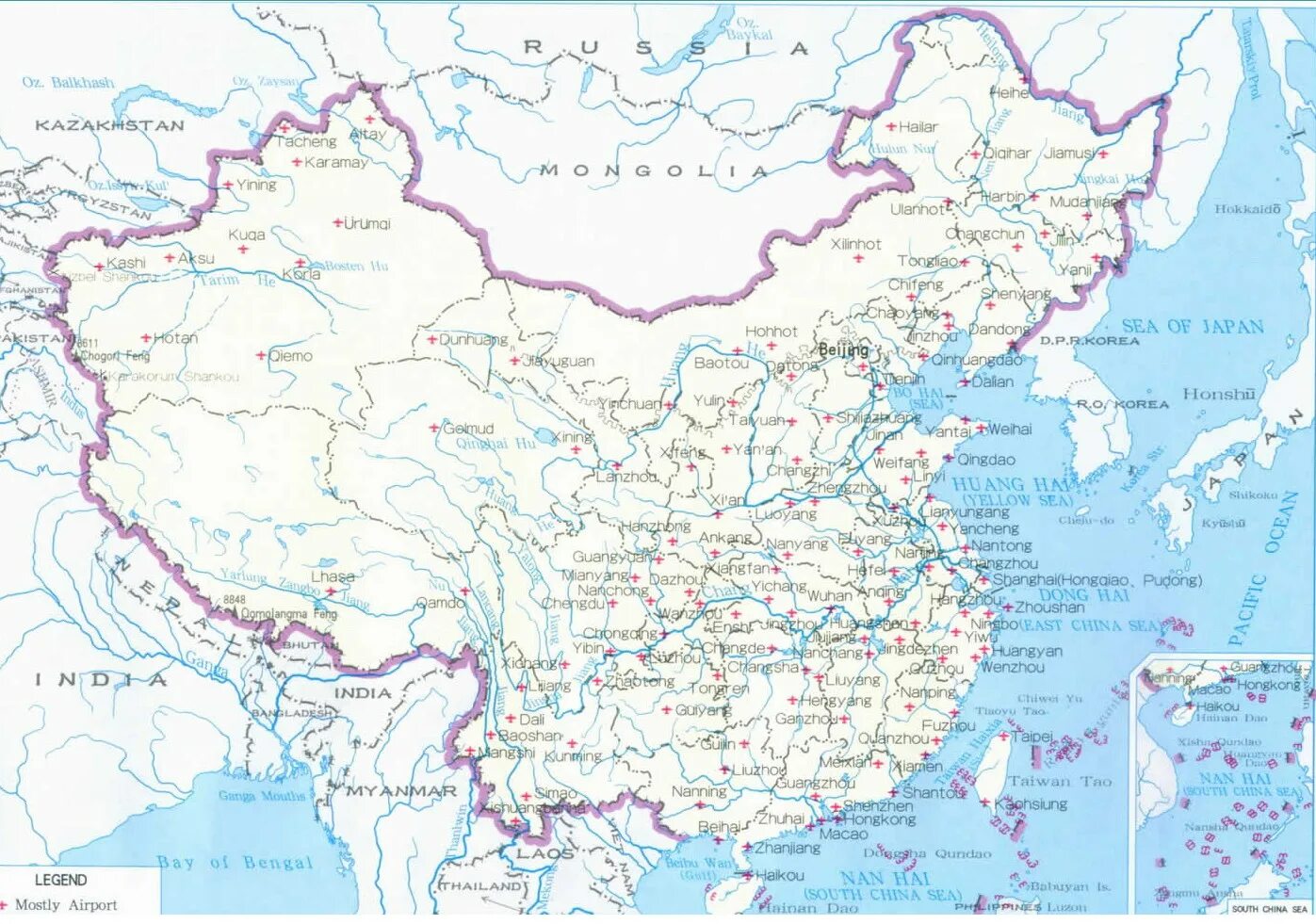 Русско китайская карта. Порты Китая на карте. Карта Китая с портами. Карта портов Китая. Аэропорты Китая на карте.