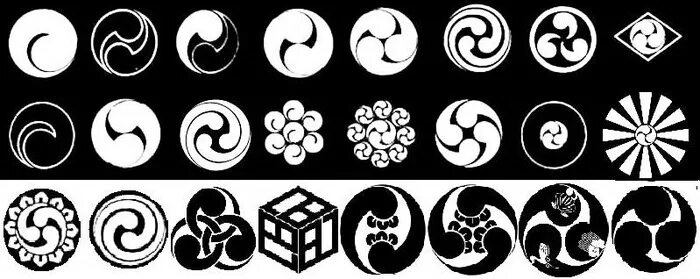 3 запятые в круге. кавычки зеленые. томоэ японский символ. японские значки. точка с запятой.