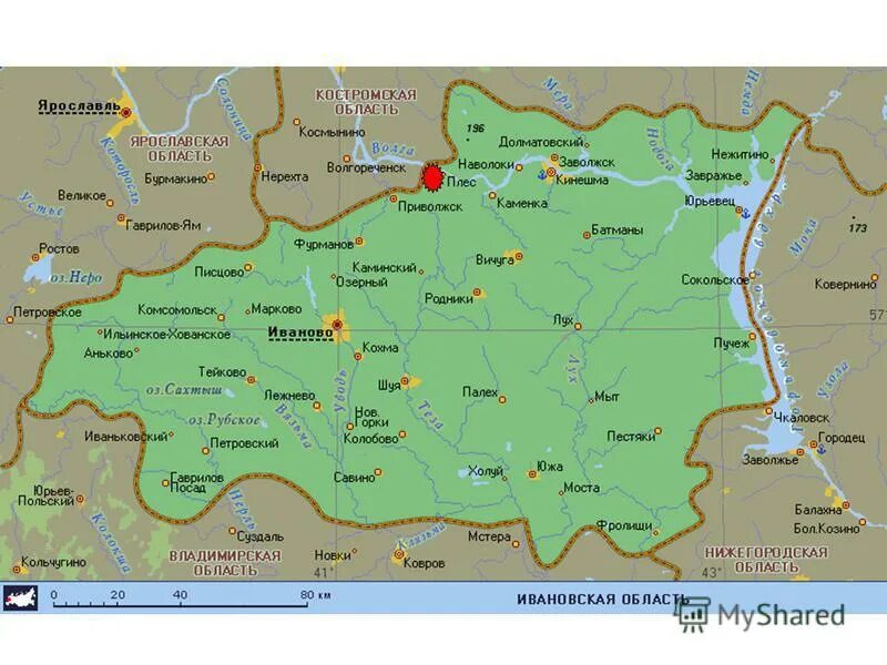 Карта ивановской. Карта Ивановской области с городами и поселками подробная. Ивановская область на карте России с городами. Физическая карта Ивановской области. Административная карта Ивановской области.
