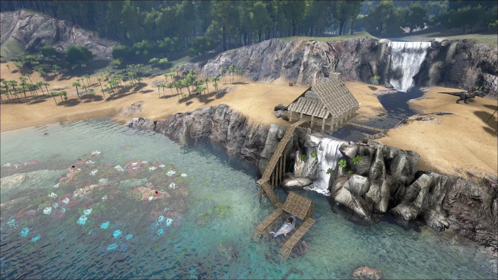 Ark survival earth. АРК Исланд. The Island АРК сурвайвал ЭВОЛВ. База АРК сурвайвал. Водопад АРК Айленд.