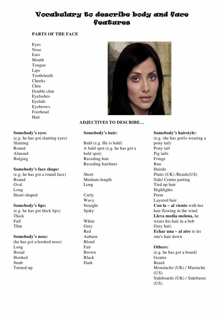 Hair facial characteristics body build