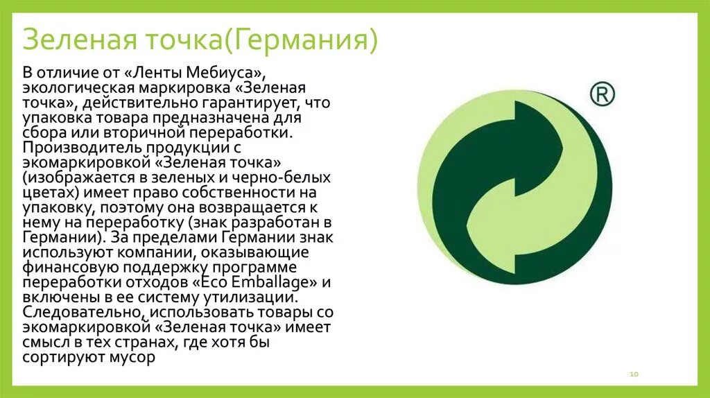 Зеленая точка навашино. Маркировка зеленая точка.