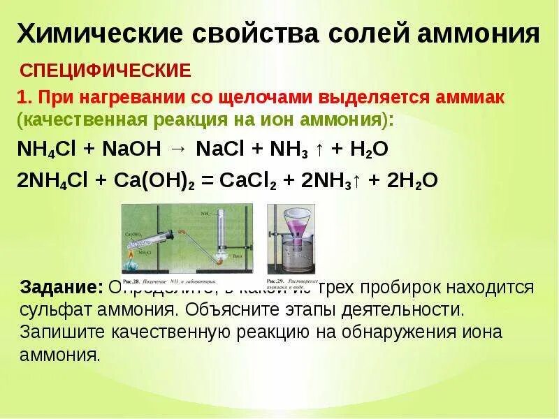 Свойства соединений naoh. Качественная реакция на nh4.