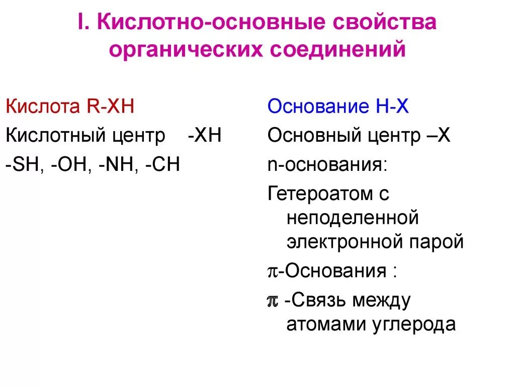 Кислотно-основные свойства органических соединений. Кислотно-основные свойства органических кислот. Кислотно основные реакции в органической химии. Кислотно-основные свойства органических веществ.