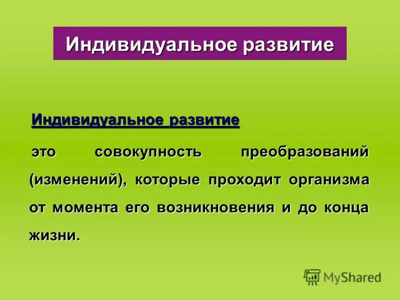 Развитие это 1 изменение организма. Биология индивидуального развития. Индивидуальное развитие. Индивидуальное развитие определение. Развитие индивидуального развития.