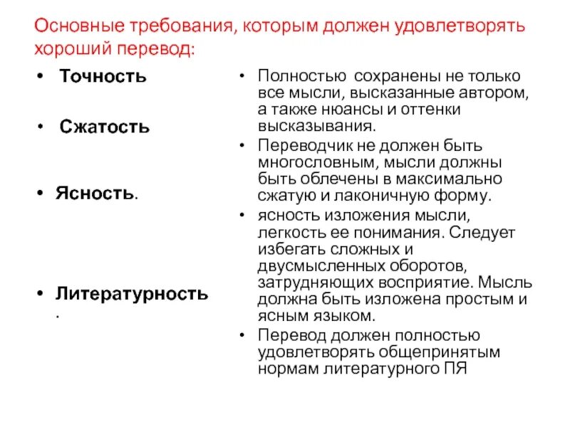 Критерии качества требований. Требования к переводу. Основные требования. Критерии хорошего перевода. Удовлетворение перевод