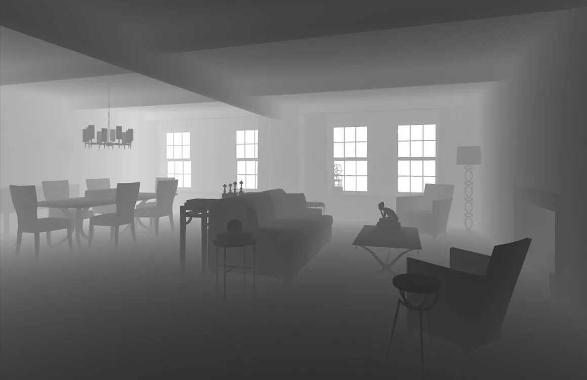 Depth mapping. Рендер в рисовании. zdepth постобработка. люди на рендере в интерьер. vray zdepth постобработка.