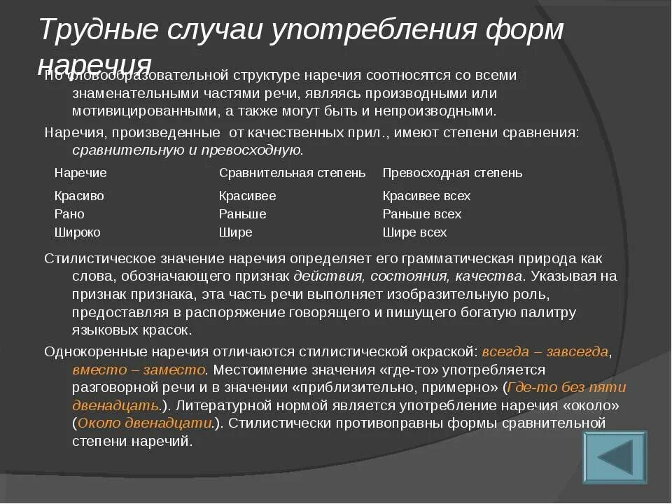 Предложение с ошибкой в употреблении наречия. Употребление наречий в речи. Нормы употребления наречий в речи. Трудные случаи употребление наречий. Трудные случаи употребления частей речи.