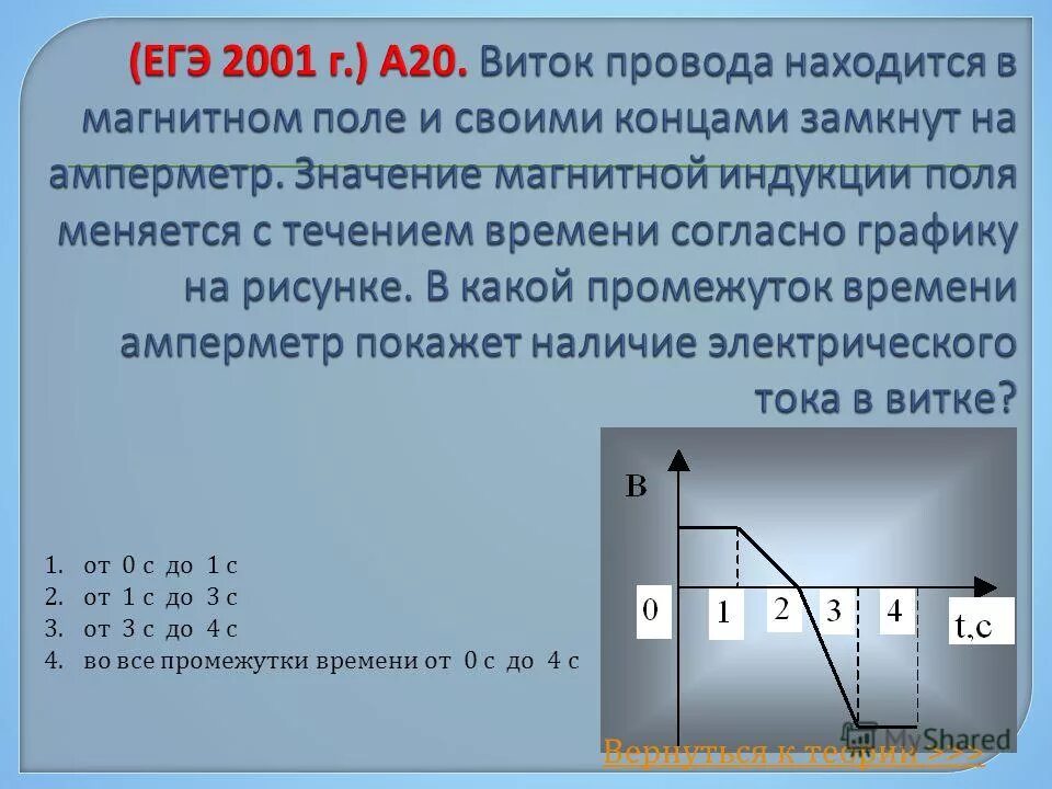 Магнитная индукция егэ. Виток провода находится в магнитном поле. магнитная индукция меняется с течением времени согласно графику. график электрической индукции. найти величину магнитной индукции по графику.