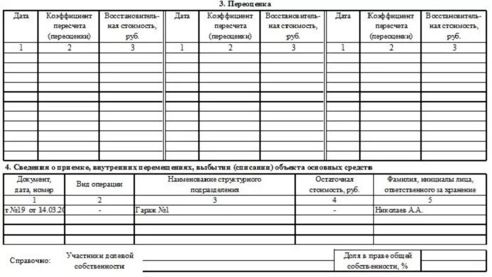 Образец заполнения формы ОС-1 в 2024 году