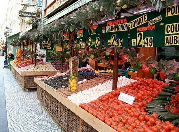 На базар ходили. Красивый рынок. Мировые рынки продуктовых. Овощной рынок в Париже.