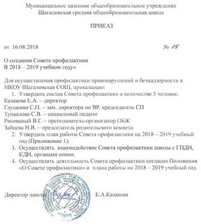 Постановление совета профилактики